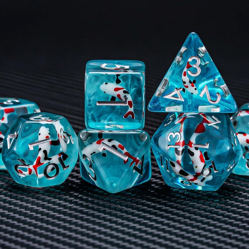 weyano Fish/Animal Resin D&D Dice Set, 7pcs Polyhedral Dice (D4, D6, D8, D10, D12, D20, D%) for Dungeons and Dragons, RPG, MTG, Role Playing Games - Image 5